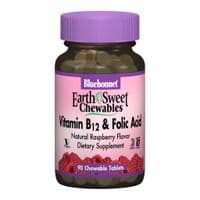Витамин Bluebonnet Nutrition Витамин В12 и Фолиевая кислота, Вкус Малины, Earth Sweet Chew (BLB0434)