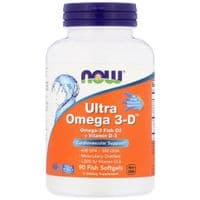Жирные кислоты Now Foods Ультра Омега 3 и Витамин D, Ultra Omega 3-D, 90 гелевых капс (NOW-01663)