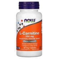 Витамин Now Foods L-Карнитин, 250 мг, L-Carnitine, 60 вегетарианских капсул (NF0062)