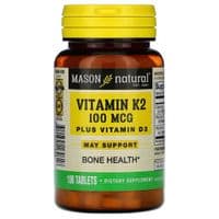 Витаминно-минеральный комплекс Mason Natural Витамин K2+ Витамин D3, Vitamin K2 Plus Vitamin D3, 100 таб (MAV-16261)