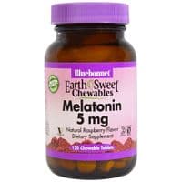 Аминокислота Bluebonnet Nutrition Мелатонин 5 мг, Вкус Малины, Earth Sweet Chewables, 120 жев. (BLB-00997)