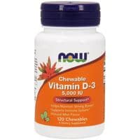 Витамин Now Foods Витамин D3 с Ментоловым Вкусом, Vitamin D-3, 5000 МЕ, 120 жу (NOW-00358)
