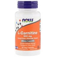 Аминокислота Now Foods L-Карнитин, 500 мг, L-Carnitine, 60 вегетарианских капсул (NOW-00072)