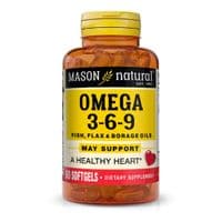 Жирные кислоты Mason Natural Тройная Омега 3-6-9, масло рыбы льна и огурца, Omega 3 (MAV16995)
