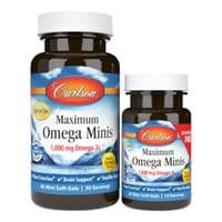 Жирные кислоты Carlson Омега Максимум, 1000 мг, вкус Лимона, Maximum Omega Minis, 6 (CL18440)