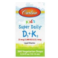 Витамин Carlson Витамин D3+K2 для детей в каплях, 1000 МЕ и 22,5 мкг, Kid' (CAR-10530)