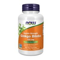 Травы Now Foods Гинкго Билоба, 120 мг, Ginkgo Biloba, Double Strength, 100 вегетарианские (NF4683)