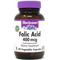 Витамин Bluebonnet Nutrition Фолиевая кислота 400 мг, Folic Acid, 90 вегетарианских капсул (BLB0449)