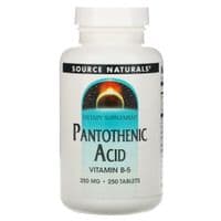Витамин Source Naturals Пантотеновая кислота, Pantothenic Acid, Витамин В-5, 250 мг, 250 и (SN0512)