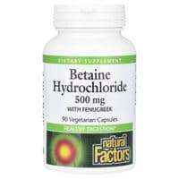 Витаминно-минеральный комплекс Natural Factors Бетаин гидрохлорид и пажитник, 500 мг, Betaine Hydrochloride with Fenugr (NFS-01720)