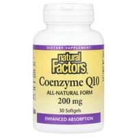 Антиоксидант Natural Factors Коэнзим Q10, 200 мг, Coenzyme Q10, 30 гелевых капсул (NFS-20721)