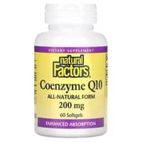 Антиоксидант Natural Factors Коэнзим Q10, 200 мг, Coenzyme Q10, 60 гелевых капсул (NFS-20722)