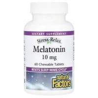 Аминокислота Natural Factors Мелатонин, 10 мг, Stress Relax, Melatonin, 60 жевательных таблеток (NFS-02719)