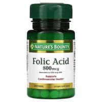 Витамин Nature's Bounty Фолиевая кислота, 800 мкг, 250 таблеток (NRT-02843)