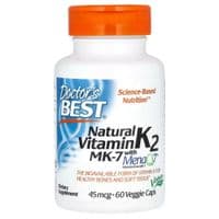 Витамин Doctor's Best Витамин K2, MK-7 из MenaQ7, 45 мкг, Vitamin K2 MK-7 with MenaQ7, 60 вегетариан (DRB-00198)