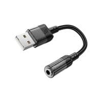 Аудиокабель HOCO LS37 Spirit transparent external sound card USB to 3.5mm Black