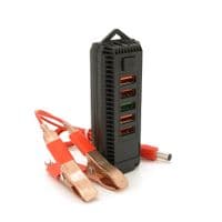 Портативний HUB із крокодилами на 4*USB2.0+USB3.0, живлення 12В, Black, Box