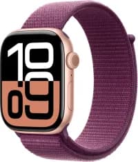 Apple Watch Series 10 GPS 46mm Rose Gold Aluminium Case with Plum Sport Loop,Model A2999