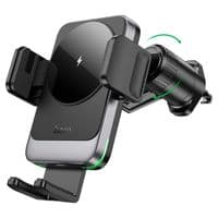 Автодержатель HOCO HW13+ Wireless Charging 15W, крепление на решетку, зажим 50-90мм, Black, Box