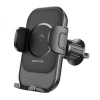 Автодержатель BOROFONE BH204+ Wireless Charging 15W, крепление на торпеду, клямка 50-90мм, Black, Box