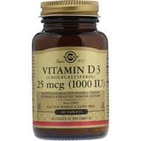 Витамин Solgar Витамин D3, Cholecalciferol, 25 мкг, 1,000 МE, 180 таблеток (SOL-03311)