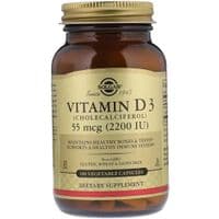 Витамин Solgar Витамин D3, Vitamin D3, 55 мкг (2200 IU), 100 вегетарианские (SOL-03317)
