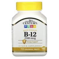 Витамин 21st Century Витамин B-12, 2500 мкг, Sublingual, 110 таблеток для рассасывания (CEN27112)