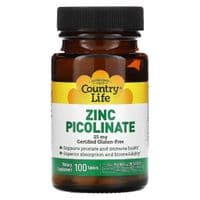 Минералы Country Life Цинк пиколинат 25 мг, Zinc Picolinate, 100 таблеток (CLF-02967)