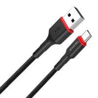 Кабель USB - Type-C, ColorWay, черный/красный, 1 м, 2.4A, плетеный нейлон (CW-CBUC064-BK)