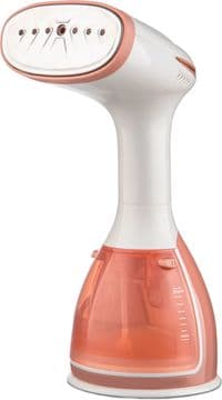 Відпарювач Liberton LHS-6901, White/Orange, 1500W, постійна пара 25 г/хв, об'єм бака для води 280мл, паровий удар, вертикальне та горизонтальне відпарювання, щітка, кліпса для брюк, антикрапля