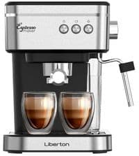 Кофеварка Liberton LCM-2204, Black/Inox, 950W, рожковая, резервуар для воды 1.2л, ручной капучинатор, приготовление 2 чашек одновременно, защита от перегрева и избыточного давления