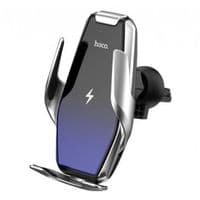 Держатель  для мобильного с БЗУ HOCO S14 Surpass automatic induction wireless charging car holder Silver
