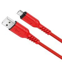 Кабель HOCO X59 USB to Micro 2.4A, 1м, нейлон, конектори TPE, червоний