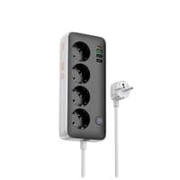 Сетевое зарядное устройство HOCO AC22 Sunlight 4-bit(PD30W/1C3A) desktop socket(EU/GER) Black