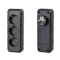 Розетка трійник із заземленням F101-Black, 3 розетки, 2500W, 10A, 110-250V~Max, Blister