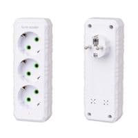 Розетка трійник із заземленням F101-White, 3 розетки, 2500W, 10A, 110-250V~Max, Blister
