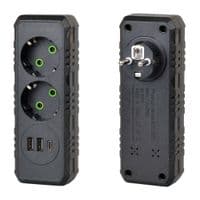Розетка трійник із заземленням F103-Black, 2 розетки+2USB+1Type-C, 2500W, 10A, 110-250V~Max, Blister