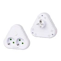 Розетка трійник із заземленням F201-White з вимикачем, 2 розетки, 2500W, 10A, 110-250V~Max, Blister