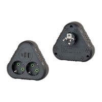 Розетка трійник із заземленням F203-Black, 2 розетки+2USB+1Type-C, 2500W, 10A, 110-250V~Max, Blister