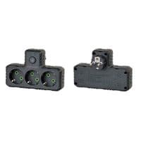 Розетка трійникТ-подібний із заземленням F301-Black, 3 розетки, 2500W, 10A, 110-250V~Max, Blister