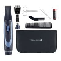 Набор дорожный Remington TRAVEL KIT, для бороды, усов, носа и ушей, насадок-3, чехол, расческа, пинцет, кусачки, ножницы, сталь, черно-синий