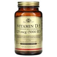 Витамин Solgar Витамин D3, 125 мкг (5000 МЕ), Vitamin D3 (Cholecalciferol), 240 вегетарианс (SOL-03314)