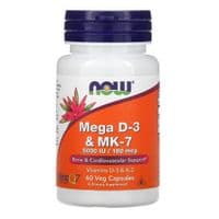 Витамин Now Foods Витамины D-3 & MK-7, 5000 МE/180 мкг, 60 капсул (NOW-00384)