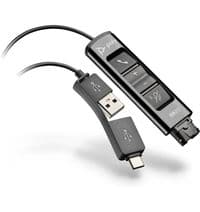 Переходник Poly DA85 USB > QD с встроенным пультом управления для гарнитур EncorePro, USB-A, USB-C, чорний