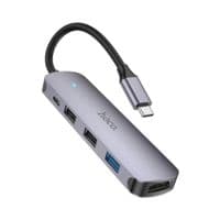 Кабель-переходник HOCO HB27 Type-C multi-function converter(HDTV+USB3.0+USB2.0*2+PD) Metal Gray