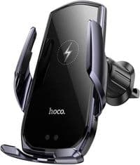 Держатель для мобильного с БЗУ HOCO CA202 Plus Enlightener infrared induction wireless charging car holder(air outlet) Black metal gray