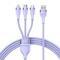 Кабель Baseus Flash Series Ⅱ One-for-three Fast Charging Data Cable USB to M+L+C 66W 1.2m Purple