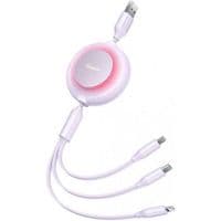Кабель Baseus Bright Mirror 2 Series Retractable 3-in-1 Fast Charging  Data Cable USB to M+L+C 3.5A 1.1m Purple