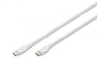 Кабель USB-C > USB-C зарядка/синхронизации, DIGITUS, 2м, USB 2.0, 60W, силиконовый, белый
