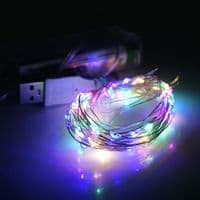 Гирлянды 100LED, 1 режим, 10 метров, прозрачная изоляция, питание от USB+ 3*АА, Mix Color, ОЭМ
